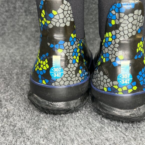 Bogs Classic Axel Boots Boys Sz 10 Black Blue Lime Waterproof Outdoor Rain Boot - Picture 7 of 14
